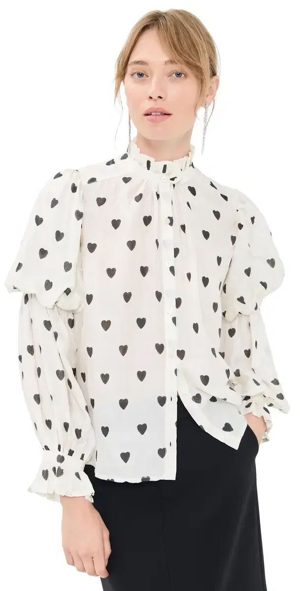 Mazie Onyx Heart ilk hirt White