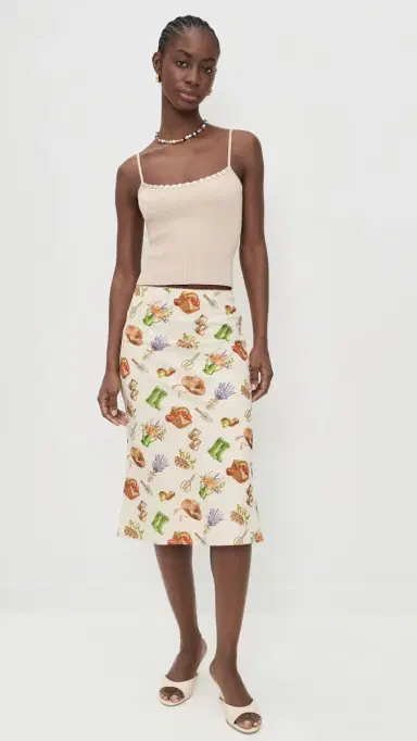 Bailey Rose Printed Midi Skirt Cream | Thumbnail 5 Bailey Rose Printed Midi Skirt Cream | Thumbnail 5