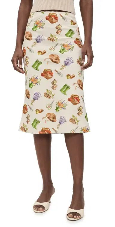 Bailey Rose Printed Midi Skirt Cream | Thumbnail 1 Bailey Rose Printed Midi Skirt Cream | Thumbnail 1