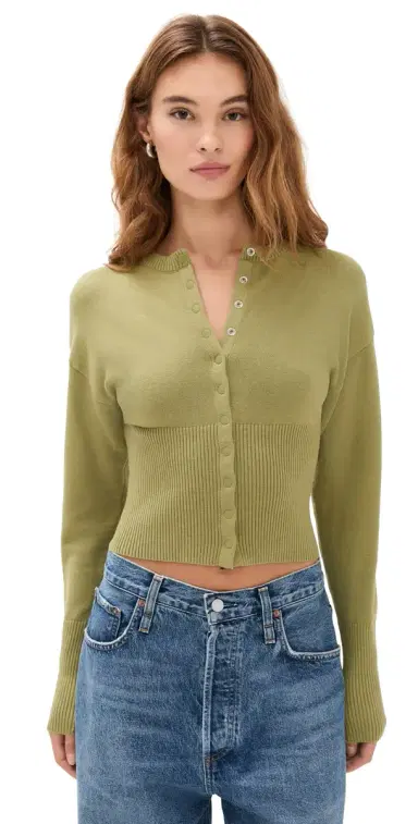 Lioness Head In The Clouds Cardigan Olive | Thumbnail 1
