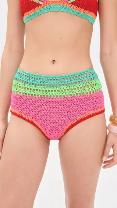 BEACH RIOT Karmen Crochet Bikini Bottoms Aqua Haze Crochet L | Thumbnail 2