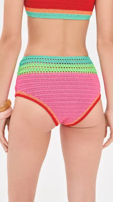 BEACH RIOT Karmen Crochet Bikini Bottoms Aqua Haze Crochet L | Thumbnail 3