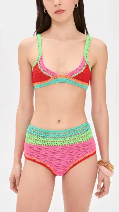 BEACH RIOT Karmen Crochet Bikini Bottoms Aqua Haze Crochet L | Thumbnail 4