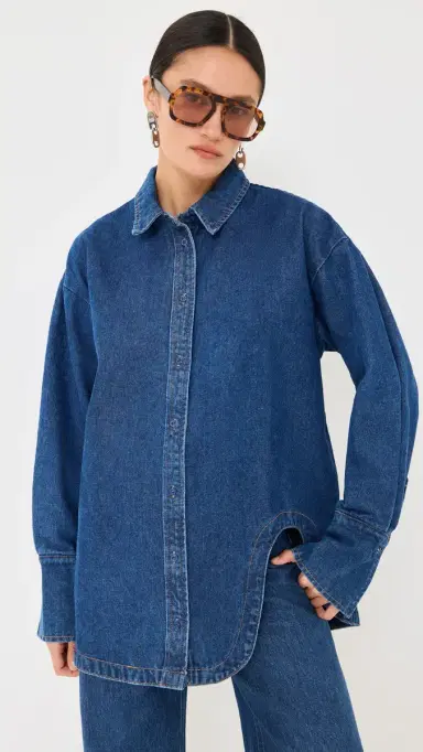 LIONESS Off Duty Denim Shirt Dark Denim | Thumbnail 2 LIONESS Off Duty Denim Shirt Dark Denim | Thumbnail 2