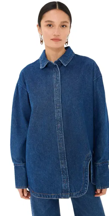 LIONESS Off Duty Denim Shirt Dark Denim | Thumbnail 1 LIONESS Off Duty Denim Shirt Dark Denim | Thumbnail 1