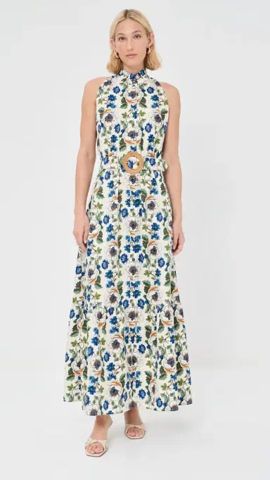 Borgo de Nor Biba Cotton Dress Vine Flower Off White | Thumbnail 2 Borgo de Nor Biba Cotton Dress Vine Flower Off White | Thumbnail 2