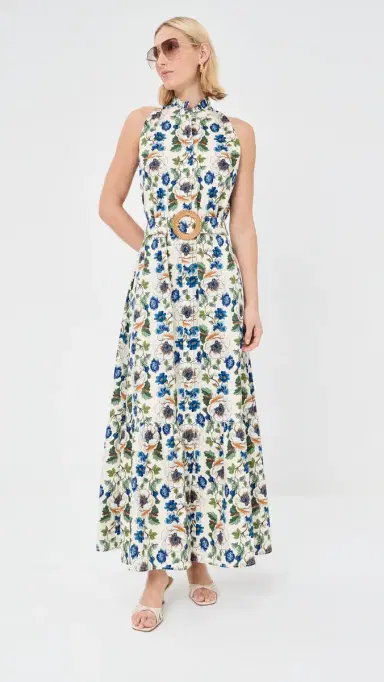 Borgo de Nor Biba Cotton Dress Vine Flower Off White | Thumbnail 5 Borgo de Nor Biba Cotton Dress Vine Flower Off White | Thumbnail 5
