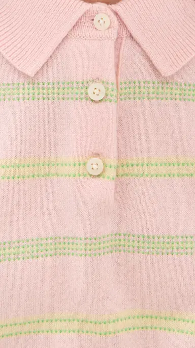 Guest in Residence Collegiate Cashmere Stripe Polo Power Pink | Thumbnail 6 Guest in Residence Collegiate Cashmere Stripe Polo Power Pink | Thumbnail 6