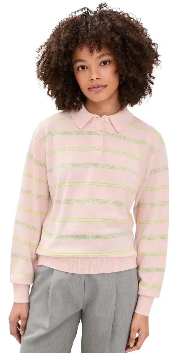 Collegiate Cashmere Stripe Polo Power Pink