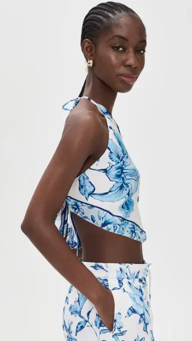 ROCOCO SAND Halter Neck Top White Blue | Thumbnail 4