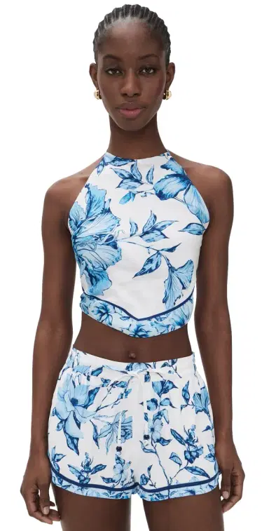 ROCOCO SAND Halter Neck Top White Blue | Thumbnail 1