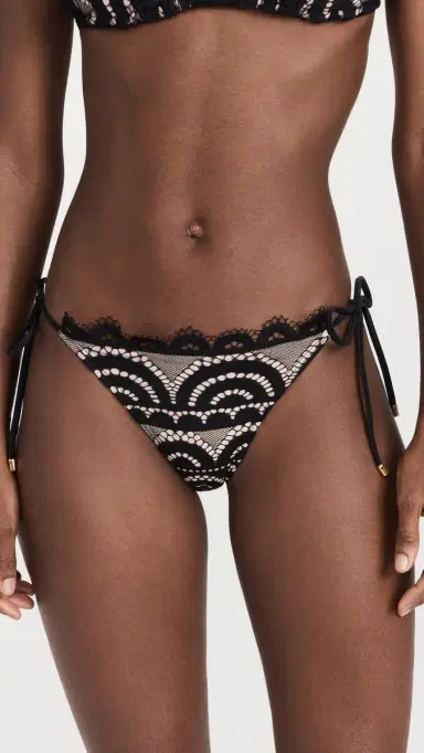 PQ Swim Lace Tie Side Full Bikini Bottoms Midnight | Thumbnail 2 PQ Swim Lace Tie Side Full Bikini Bottoms Midnight | Thumbnail 2