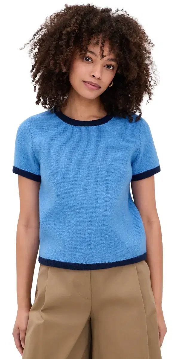 Color Block Sweater Top Blue Multi