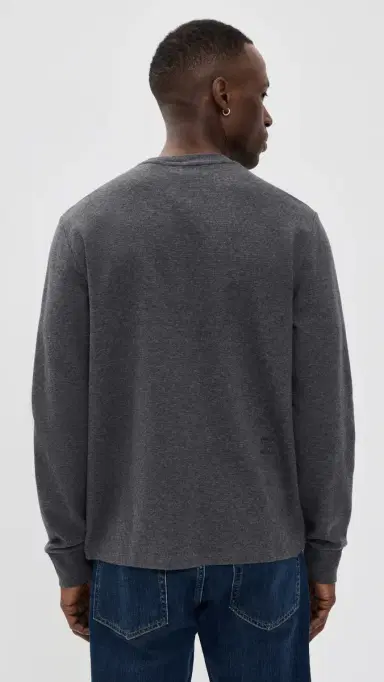 Frame Duo Fold Long Sleeve Crew Tee Grey Melange | Thumbnail 3 Frame Duo Fold Long Sleeve Crew Tee Grey Melange | Thumbnail 3
