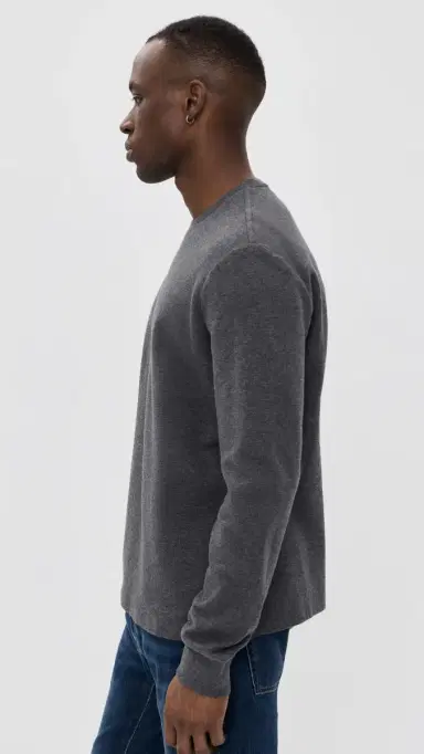Frame Duo Fold Long Sleeve Crew Tee Grey Melange | Thumbnail 4 Frame Duo Fold Long Sleeve Crew Tee Grey Melange | Thumbnail 4