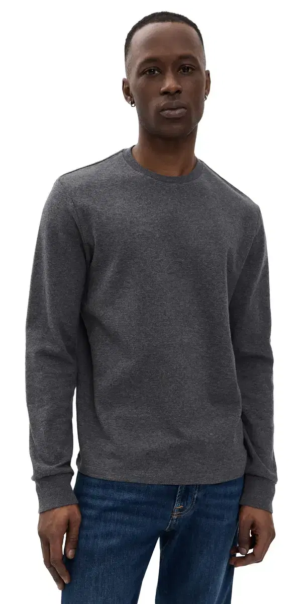 Duo Fold Long Sleeve Crew Tee Grey elange
