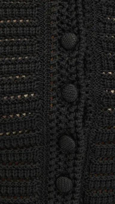 Madewell Pointelle Knit Peplum Cardigan Jet Black | Thumbnail 6