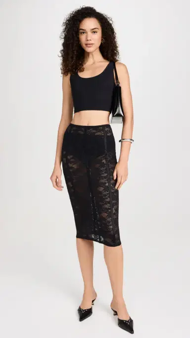 Fleur du Mal Le tretch Lace Pencil Skirt Black | Thumbnail 5 Fleur du Mal Le tretch Lace Pencil Skirt Black | Thumbnail 5