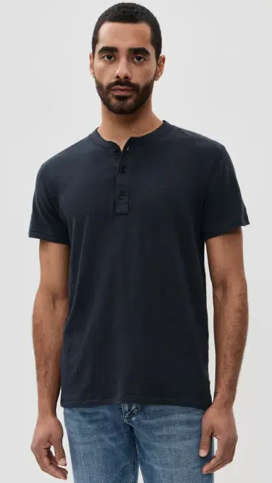 rag & bone Classic Short Sleeve Henley Deep Navy M | Thumbnail 2