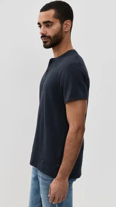 rag & bone Classic Short Sleeve Henley Deep Navy M | Thumbnail 4