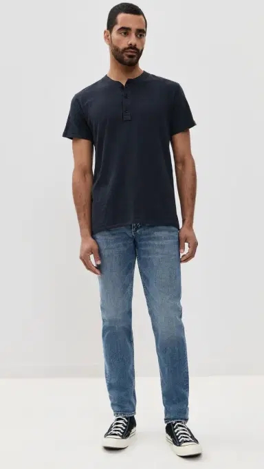 rag & bone Classic Short Sleeve Henley Deep Navy | Thumbnail 5
