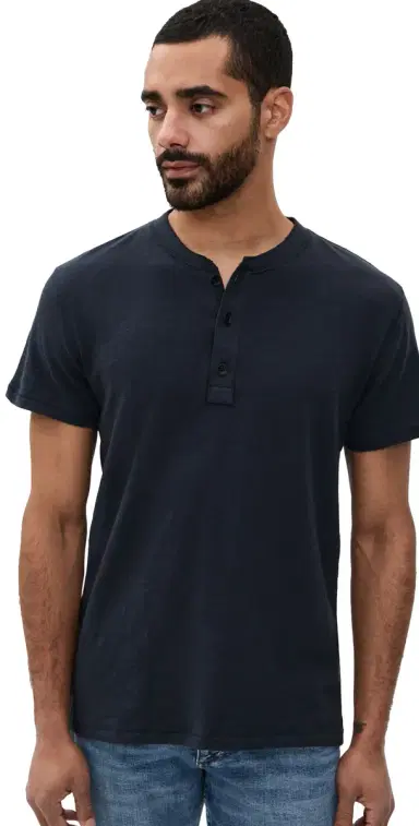 rag & bone Classic Short Sleeve Henley Deep Navy | Thumbnail 1