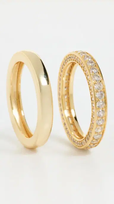 SHASHI Vroom Ring Set in Gold Gold | Thumbnail 5