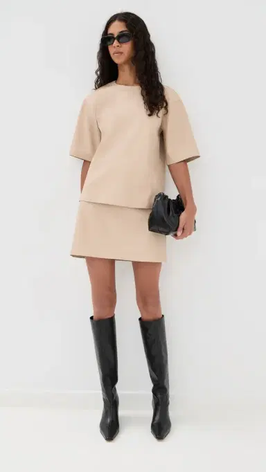 LE BOP Bianca Faux Leather Miniskirt Sand | Thumbnail 5 LE BOP Bianca Faux Leather Miniskirt Sand | Thumbnail 5