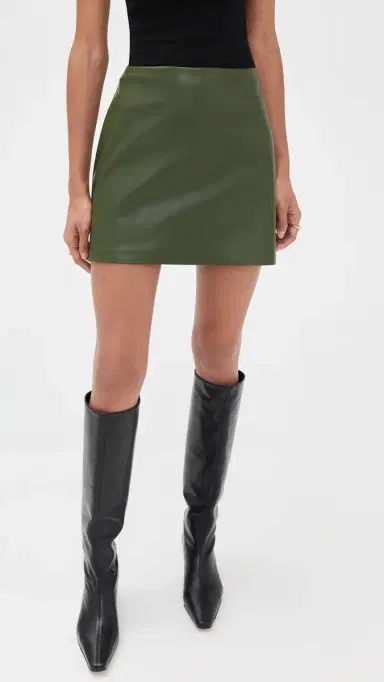 LE BOP Bianca Faux Leather Miniskirt Dark Green M | Thumbnail 2