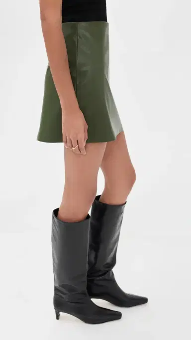 LE BOP Bianca Faux Leather Miniskirt Dark Green M | Thumbnail 4