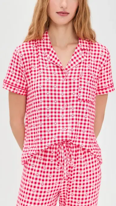 Z Supply Gingham Pajama Top Kiss e Red | Thumbnail 2