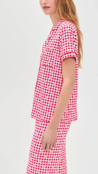 Z Supply Gingham Pajama Top Kiss e Red | Thumbnail 4