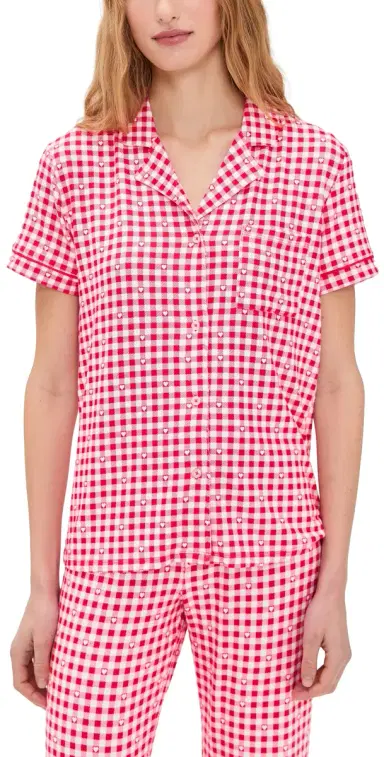Z Supply Gingham Pajama Top Kiss e Red | Thumbnail 1