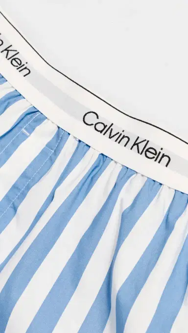 Calvin Klein Underwear Cotton Poplin ounge Boxers Vertical Boardwalk/ogo Stripe | Thumbnail 3