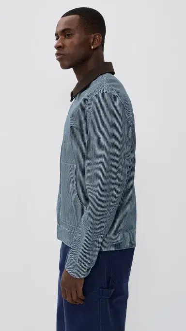 Les Deux Robert Striped Denim Jacket Dark Navy | Thumbnail 4 Les Deux Robert Striped Denim Jacket Dark Navy | Thumbnail 4