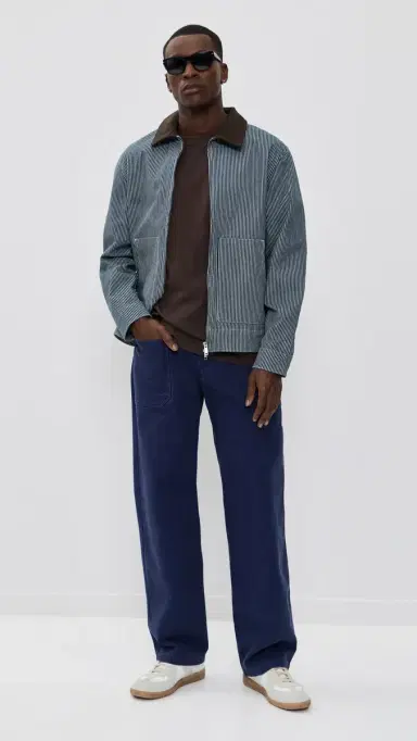 Les Deux Robert Striped Denim Jacket Dark Navy | Thumbnail 5 Les Deux Robert Striped Denim Jacket Dark Navy | Thumbnail 5