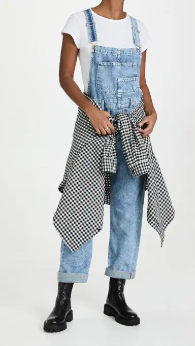 Free People Ziggy Denim Overalls Powder Blue L | Thumbnail 2