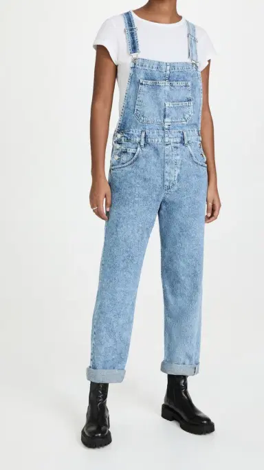 Free People Ziggy Denim Overalls Powder Blue L | Thumbnail 5