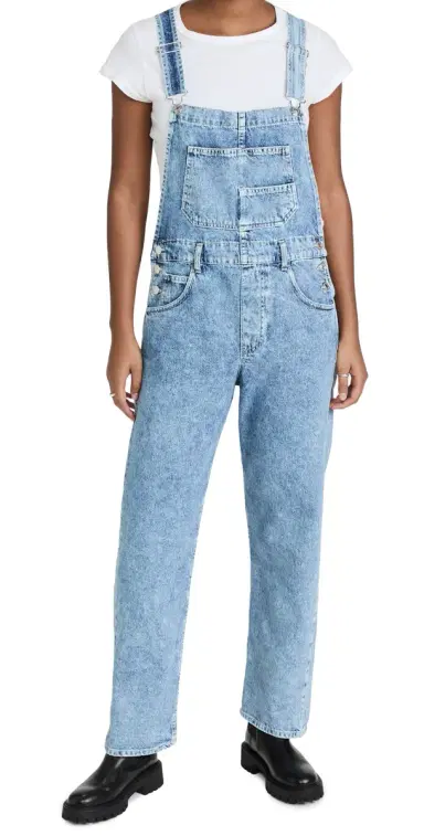 Free People Ziggy Denim Overalls Powder Blue L | Thumbnail 1