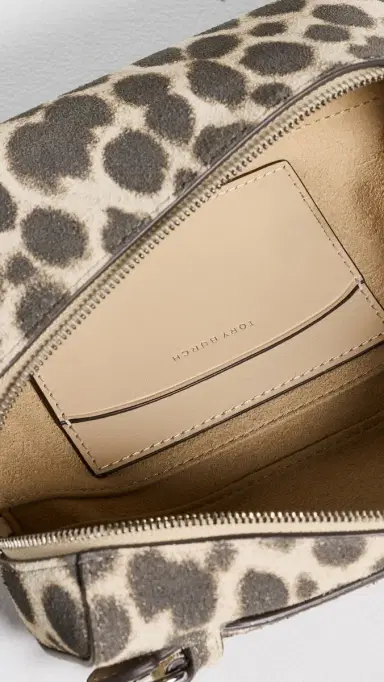 Tory Burch Romy Suede Slim Top Handle Bag Cheetah Spots One Size | Thumbnail 6