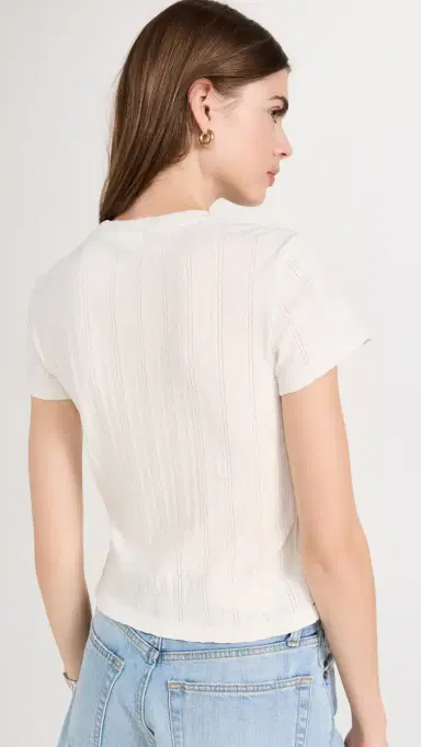 RE/DONE Pointelle Baby Tee Vintage White | Thumbnail 3 RE/DONE Pointelle Baby Tee Vintage White | Thumbnail 3