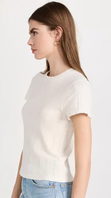 RE/DONE Pointelle Baby Tee Vintage White | Thumbnail 4 RE/DONE Pointelle Baby Tee Vintage White | Thumbnail 4