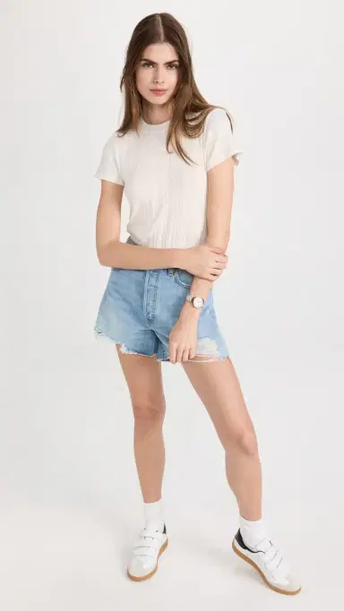RE/DONE Pointelle Baby Tee Vintage White | Thumbnail 5 RE/DONE Pointelle Baby Tee Vintage White | Thumbnail 5
