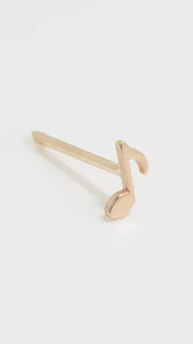 Zoë Chicco 14k Gold Single Itty Bitty Music Note Stud Earrings 14k Yellow Gold One Size | Thumbnail 2
