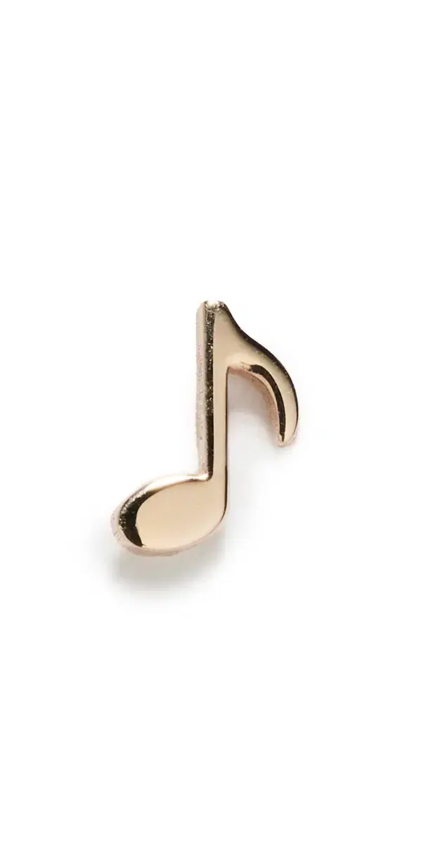 14k Gold Single Itty Bitty Music Note Stud Earrings 14k Yellow Gold One Size