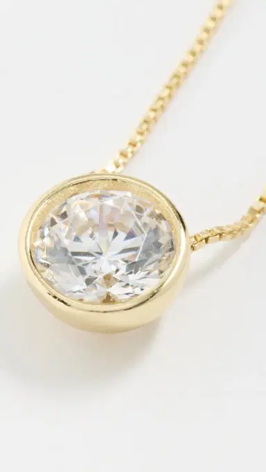 SHASHI Solitaire Bezel Moissanite Necklace Gold One Size | Thumbnail 5