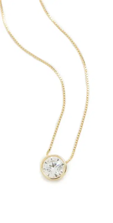 SHASHI Solitaire Bezel Moissanite Necklace Gold One Size | Thumbnail 1