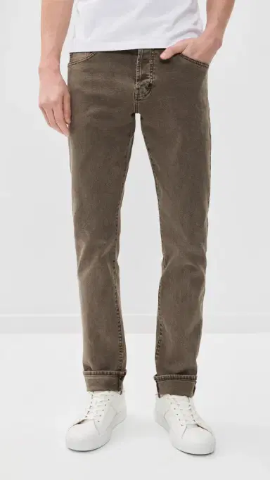 AG Tellis Stretch Selvage Modern Slim Denim Jeans Sulfur Taupe Grey | Thumbnail 2