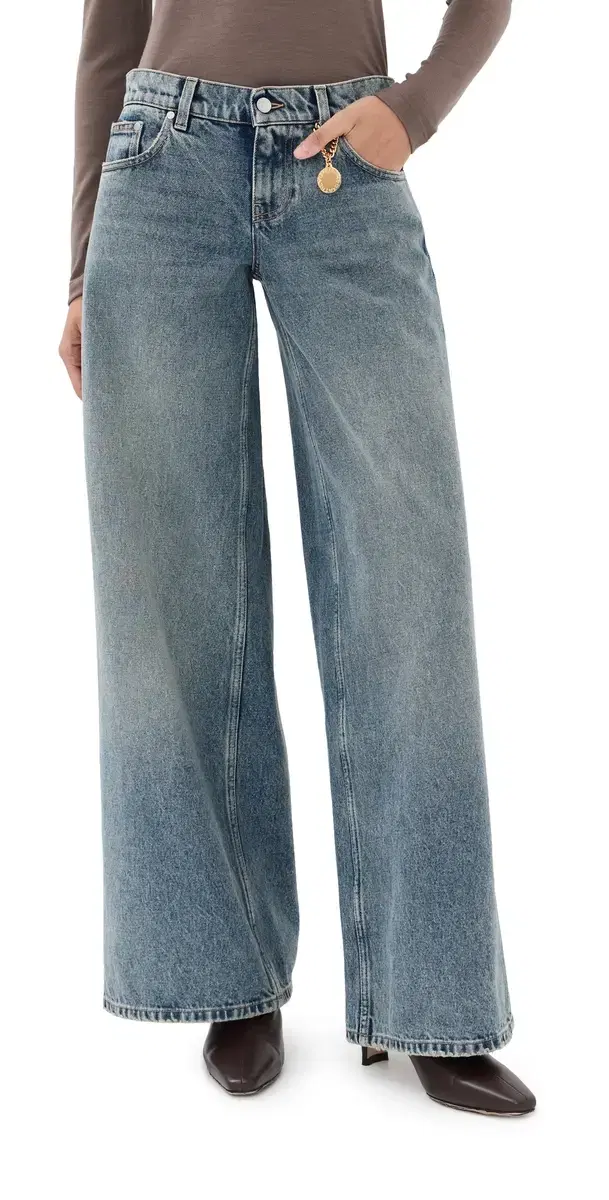 Mid Blue Wide Leg Jeans Mid Blue