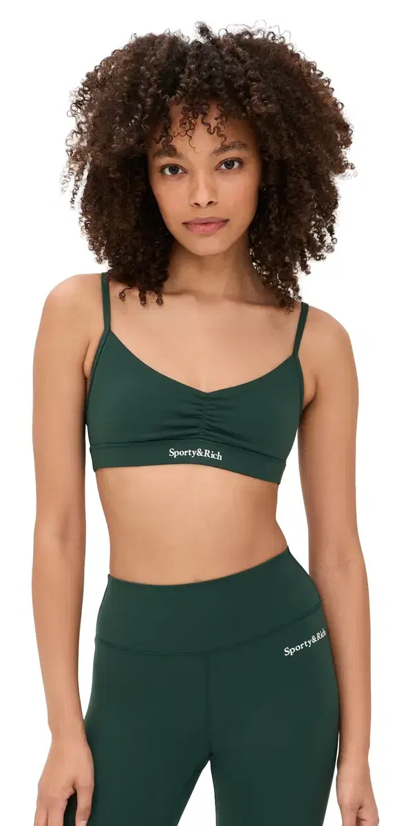 Sporty & Rich Serif Logo ini Sports Bra Forest